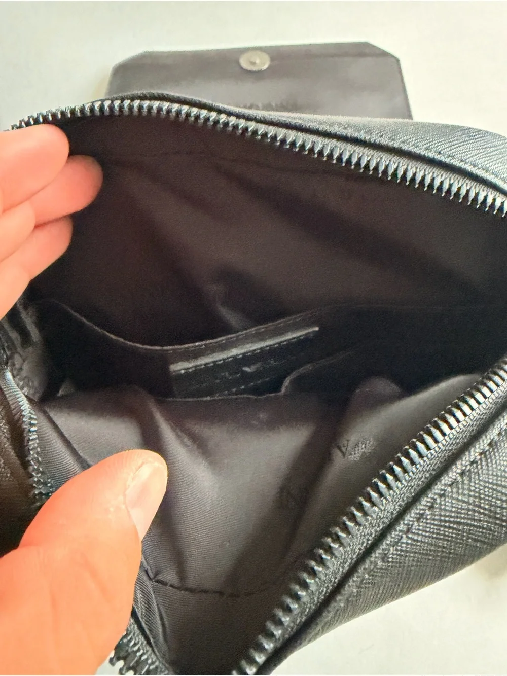 Emporio Armani Black Leather Messenger Crossbody Bag